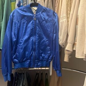 Vintage Walls Royal blue satin bomber jacket